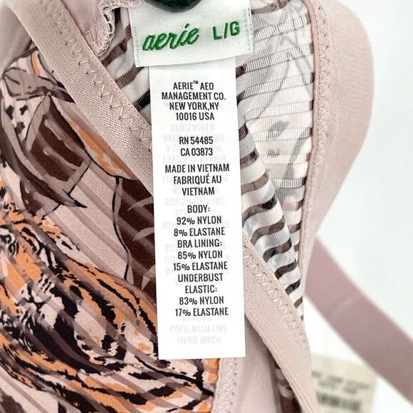 Aerie Printed Striped Mesh Scoop Bralette Bra Animal Print Large Pink Brown - Picture 5 of 5